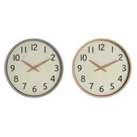 Muurklok Home ESPRIT Beige Natuurlijk PVC Hout 30 x 4,7 x 30 cm (2 Stuks)