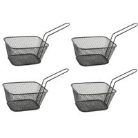 4x stuks zwarte patat/snack serveermandjes/frietmandjes 14 cm