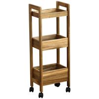 Opbergkast - hout - trolley - 3 vakken - 79 x 28,5 x 21 cm