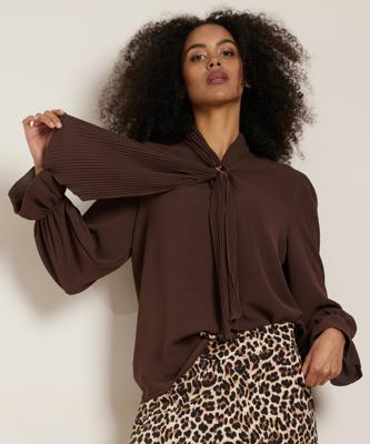 uni blouse met sjaalkraag