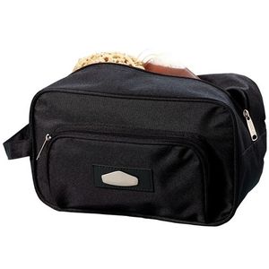 Zwarte toilettas/make-up tas met voorvak 30 cm voor heren/dames