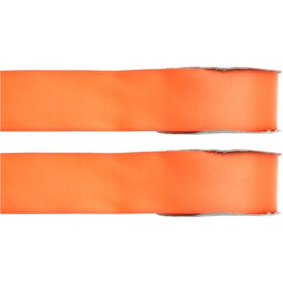 Hobby/decoratie sierlint - 2x - satijn - oranje - 1,5 cm/15 mm x 25 meter - cadeaulint