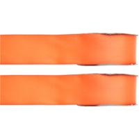 Hobby/decoratie sierlint - 2x - satijn - oranje - 1,5 cm/15 mm x 25 meter - cadeaulint Hobby/decoratie sierlint - 2x - satijn - oranje - 1,5 cm/15 mm x 25 meter - cadeaulint