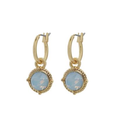 Biba Hang Oorbellen Goud met Swarovski Steentje Air Blue Opal