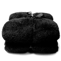 Teddy plaid/deken - zwart - polyester - 150 x 200 cm - thumbnail