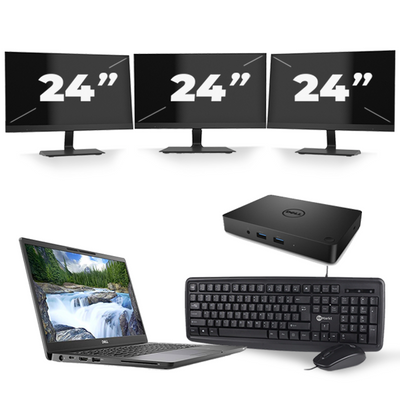 Dell Latitude 7300 - Intel Core i7-8e Generatie - 13 inch - 16GB RAM - 256GB SSD - Windows 11 + 3x 24 inch Monitor