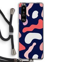 Memphis Shapes Pink: Sony Xperia 1 III Transparant Hoesje met koord