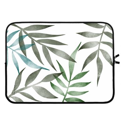 Tropical watercolor leaves: Laptop sleeve 15 inch
