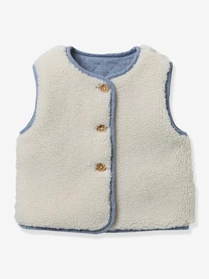 Reversible mouwloze jas baby CYRILLUS blauw, geruit