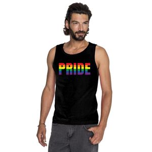 Gay mouwloos shirt Pride in regenboog letters zwart heren 2XL  -
