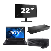 Acer TravelMate P214-53 - Intel Core i5-11e Generatie - 14 inch - 16GB RAM - 256GB SSD - Windows 11 Home + 1x 22 inch Monitor