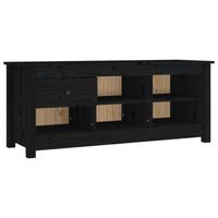 The Living Store Schoenenkast Massief Grenenhout - Zwart - 110 x 38 x 45.5 cm