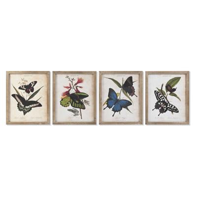 Schilderij DKD Home Decor Vlinders 40 x 2 x 50 cm Shabby Chic (4 Onderdelen)