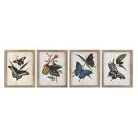 Schilderij DKD Home Decor Vlinders 40 x 2 x 50 cm Shabby Chic (4 Onderdelen)