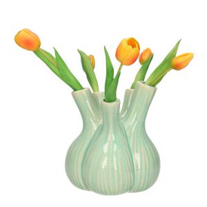 Dijk Natural Collections Bloemenvaas Gouda - tulpenvaas - lichtgroen - D17 x H20 cm