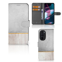 Motorola Edge 30 Pro Book Style Case Wood Concrete - thumbnail