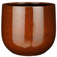Mica Decorations Plantenpot - keramiek - bruin glans - D29-H25 cm   - - thumbnail