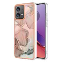 Motorola Moto G84 Marmerpatroon Gegalvaniseerd IMD TPU Hoesje - Roze