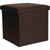 Poef/hocker/krukje - opbergbox - bruin - polyester - 38 x 38 cm - opvouwbaar