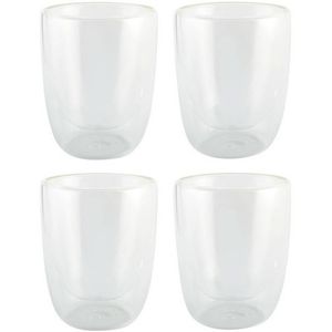 4x Koffie/thee bekers dubbelwandig 300 ml - Koffie- en theeglazen