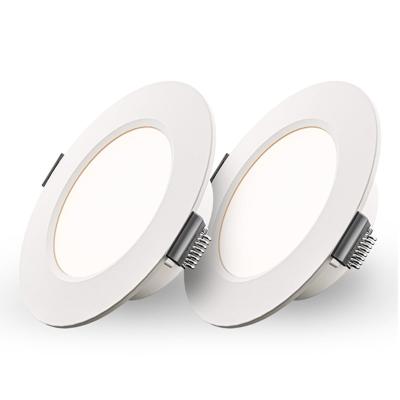 HOFTRONIC™ Set van 2 Georgia LED platte Inbouwspots wit - inbouwdiepte 25mm - 3W 155lm - Rond - 4000K Neutraal Wit - Ø100 mm - IP20 voor binnen