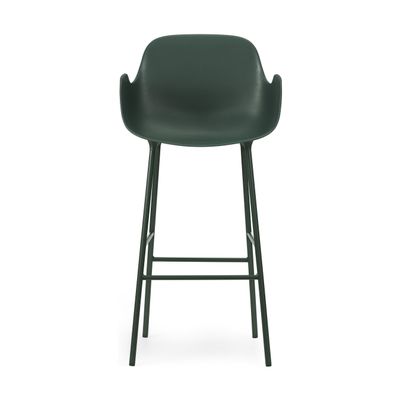 Normann Copenhagen Form barkruk H75 met armleuning Green vierpoot staal
