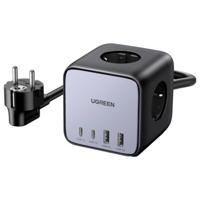 UGREEN DigiNest Cube USB-oplader 65 W Randaarde stopcontact, 2x USB-A, 2x USB-C USB PD 2.0, USB PD 3.0, PPS, QC 2.0, QC 3.0, QC 4+, Adaptive Fast Charge Grijs