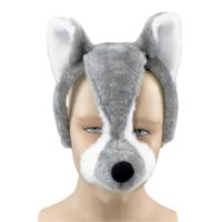 Wolven dieren verkleedmasker met geluid - volwassenen - grijs - carnaval/halloween