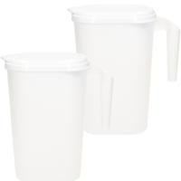 3x stuks waterkan/sapkan transparant/wit met deksel 1.6 liter kunststof