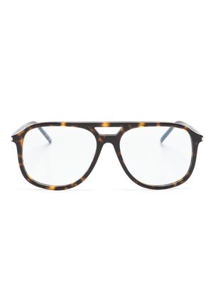 Saint Laurent Eyewear lunettes de vue en écaille à monture pilote - Marron