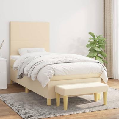Boxspring met matras stof crèmekleurig 100x200 cm