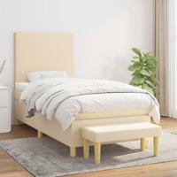 Boxspring met matras stof crèmekleurig 100x200 cm