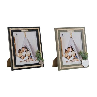 Fotolijsten Home ESPRIT Zwart Groen Natuurlijk Kristal Hout MDF Scandinavisch 26,5 x 2 x 31,5 cm (2 Stuks)