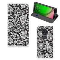 Motorola Moto G7 Play Smart Cover Black Flowers - thumbnail