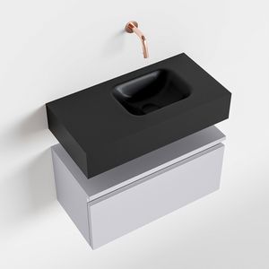 Toiletmeubel Mondiaz Andor | 60 cm | Meubelkleur Cale | Lex vrijhangend wastafel Urban Rechts | Zonder kraangat