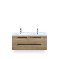 Seville Badmeubelset 120 cm - 2 laden Natuur Eiken - Wastafel Enjoy Dubbel