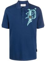 Philipp Plein logo-print cotton polo shirt - Bleu