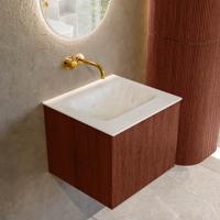 Badmeubel Mondiaz Kurve-Dlux | 50 cm cm | Meubelkleur Ruby | Wastafelkleur Opalo | Solid surface | Wasbak midden spoelbak | Zonder kraangat(en)
