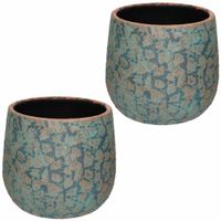 2x Bloempot keramiek voor kamerplant koper 25 x 32 cm