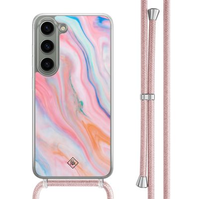 Samsung Galaxy S23 hoesje met rosegoud koord - Pink glam