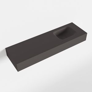 MONDIAZ LEX Dark_grey vrijhangende solid surface wastafel 100cm. Positie wasbak rechts