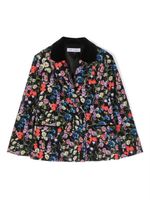 Dolce & Gabbana Kids blazer en coton mélangé à fleurs - Noir