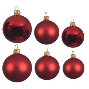 Glazen kerstballen pakket kerstrood glans/mat 26x stuks diverse maten - Kerstbal