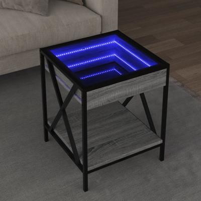 Salontafel met Infinity LED 40x40x49 cm grijs sonoma eikenkleur