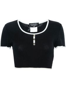 CHANEL Pre-Owned haut en maille à coupe crop (1995-1996) - Noir