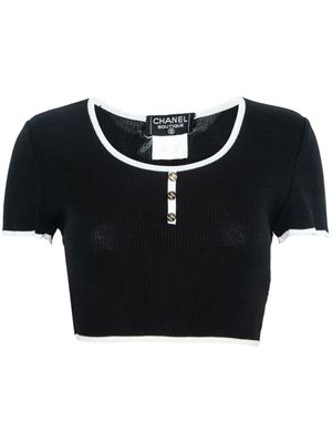 CHANEL Pre-Owned haut en maille à coupe crop (1995-1996) - Noir
