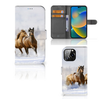 iPhone 14 Pro Max Telefoonhoesje met Pasjes Paarden