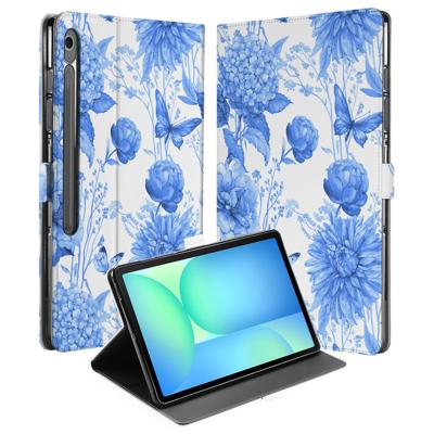 Samsung Galaxy Tab S10 FE Plus Tablet Hoesje Flower Blue met Standaard Samsung Galaxy Tab S10 FE Plus Tablet Hoesje Flower Blue met Standaard
