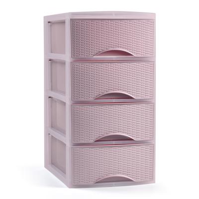 Ladeblokje/bureau organizer met 4 lades - roze - H34 x B18 x D25 cm - plastic