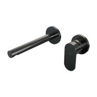 Brauer Gunmetal Edition Inbouw Wastafelmengkraan met Rechte Uitloop en Rozetten Model C1 Gunmetal Geborsteld PVD